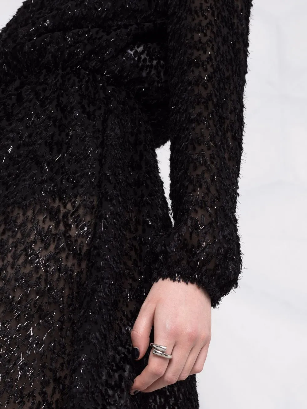 фото Red valentino платье мини с длинными рукавами и бахромой