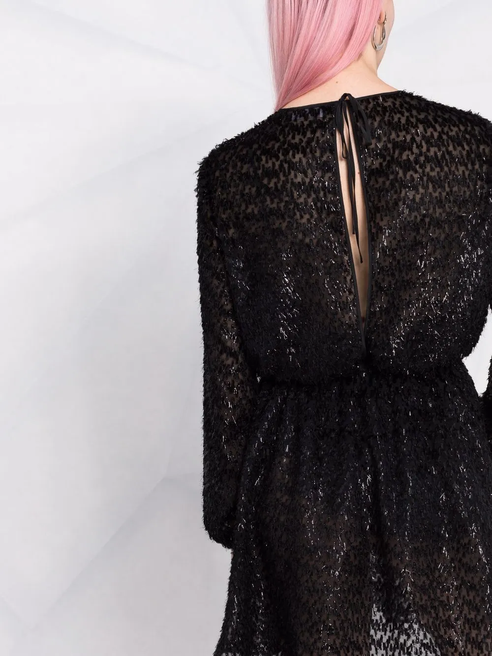 фото Red valentino платье мини с длинными рукавами и бахромой