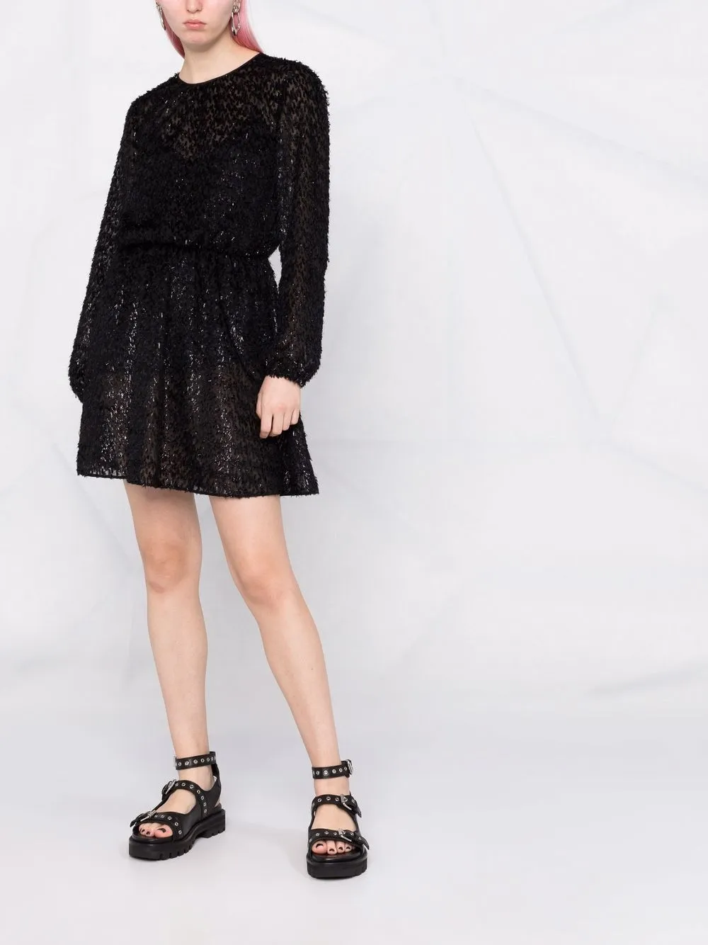 фото Red valentino платье мини с длинными рукавами и бахромой