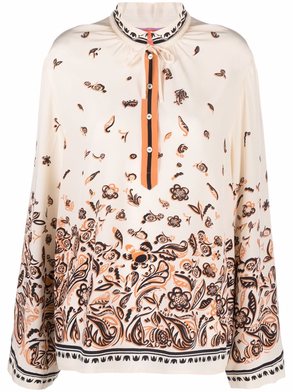 

La DoubleJ Sassy floral-print tie-neck blouse - Neutrals