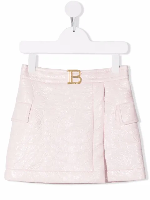 Balmain Kids تنورة ملفوفة بمظهر فينيل
