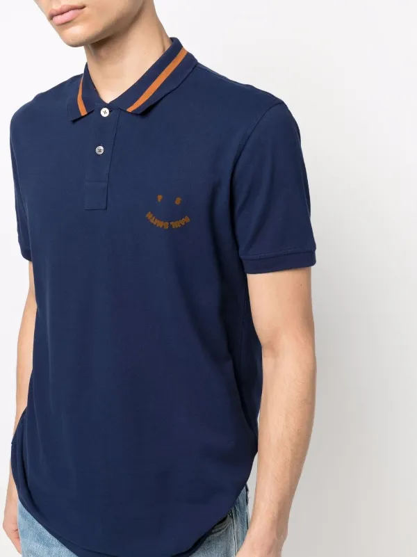 PS Paul Smith Smile-patch Polo Shirt - Blue