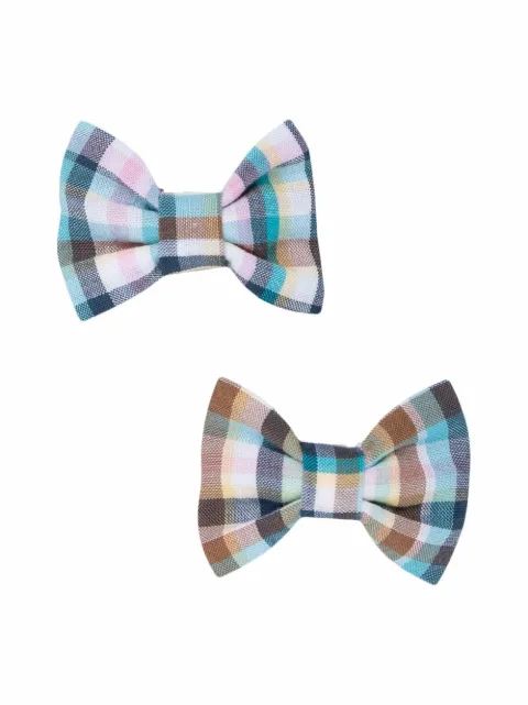 Bonpoint plaid-print bow hair-clips