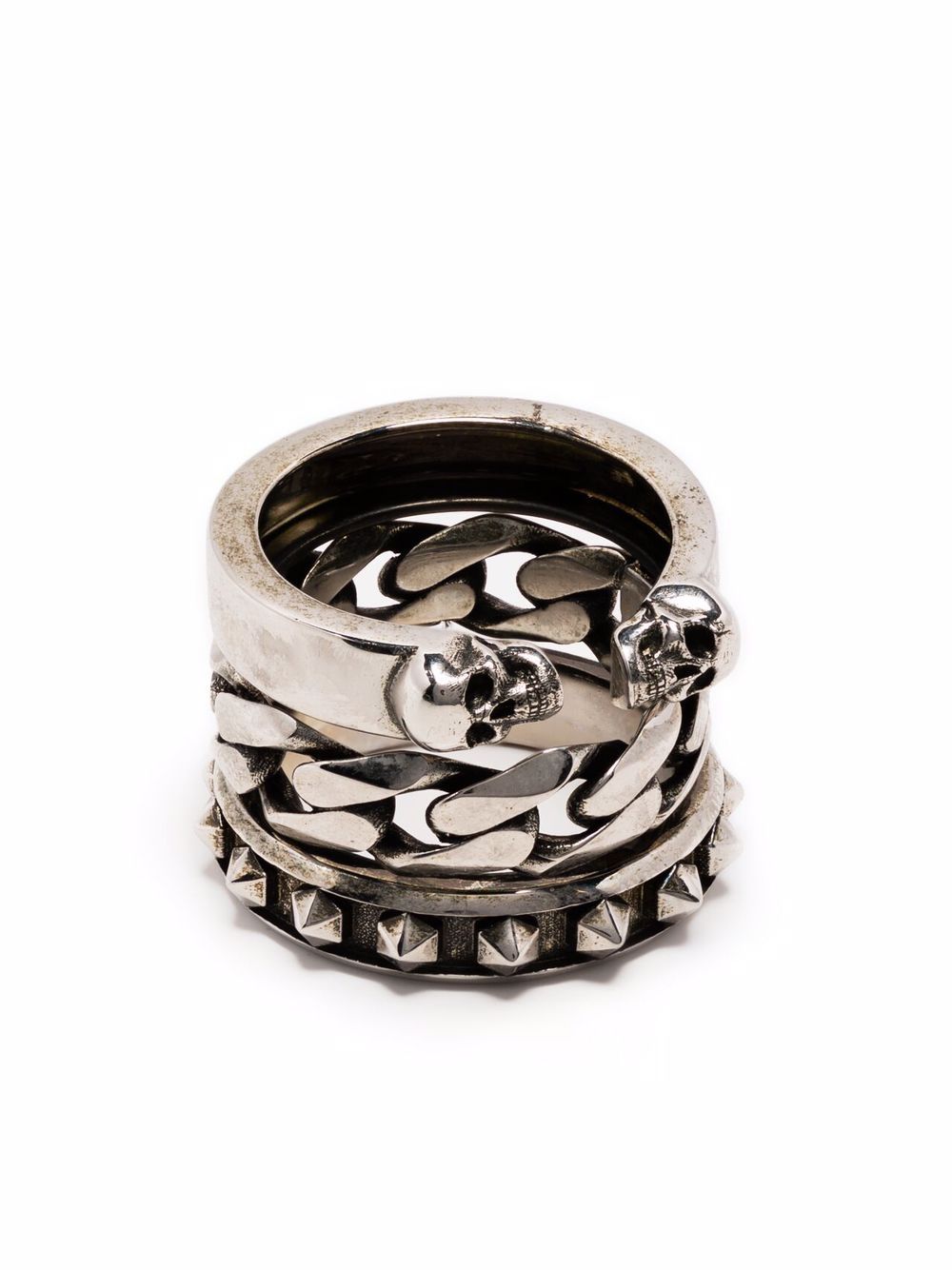 Alexander McQueen multi-band skull ring