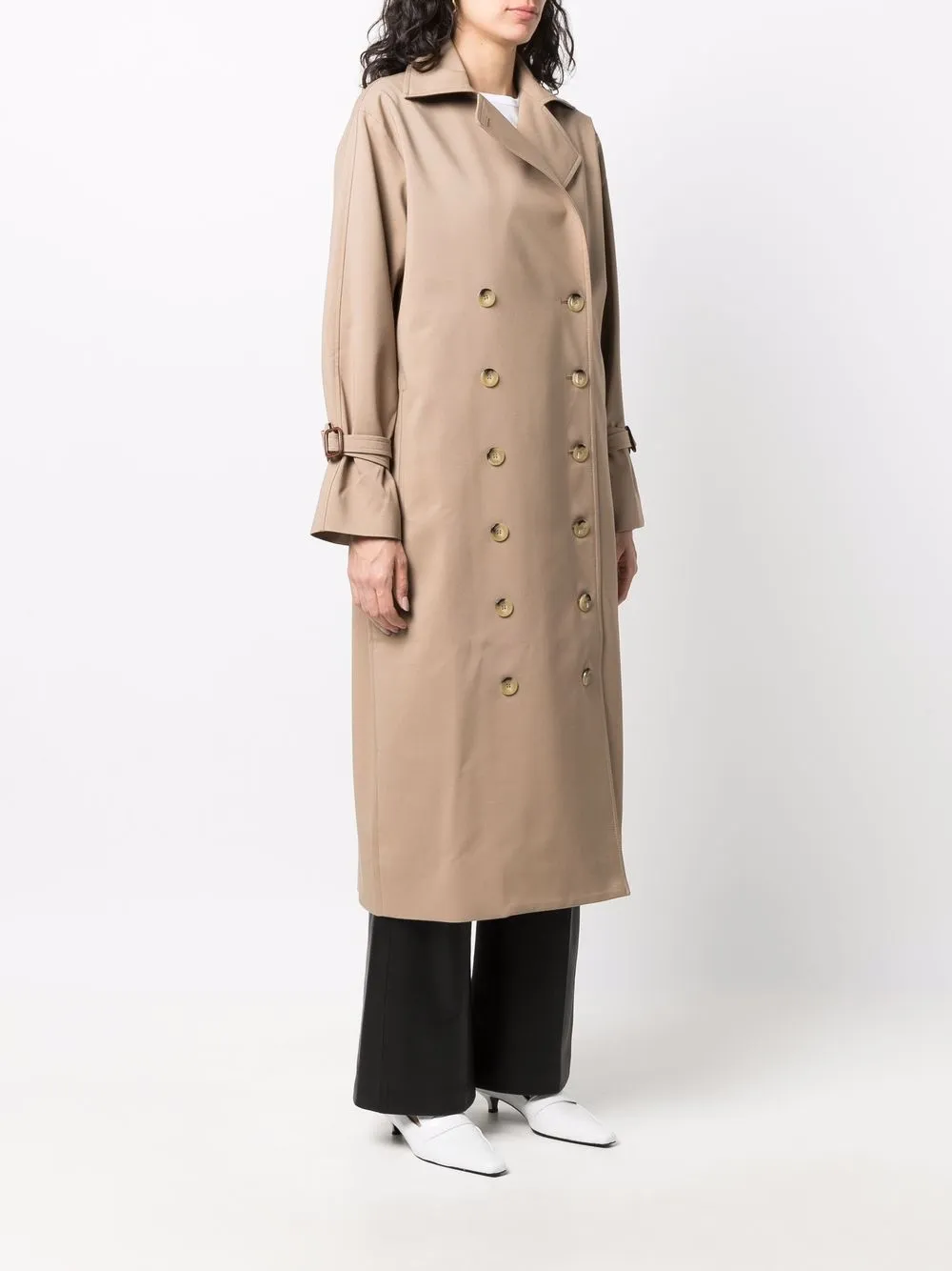 Shop Totême Double-breasted Mid-length Coat In Neutrals