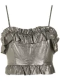 Olympiah ruffle-trim foil top - Metallic