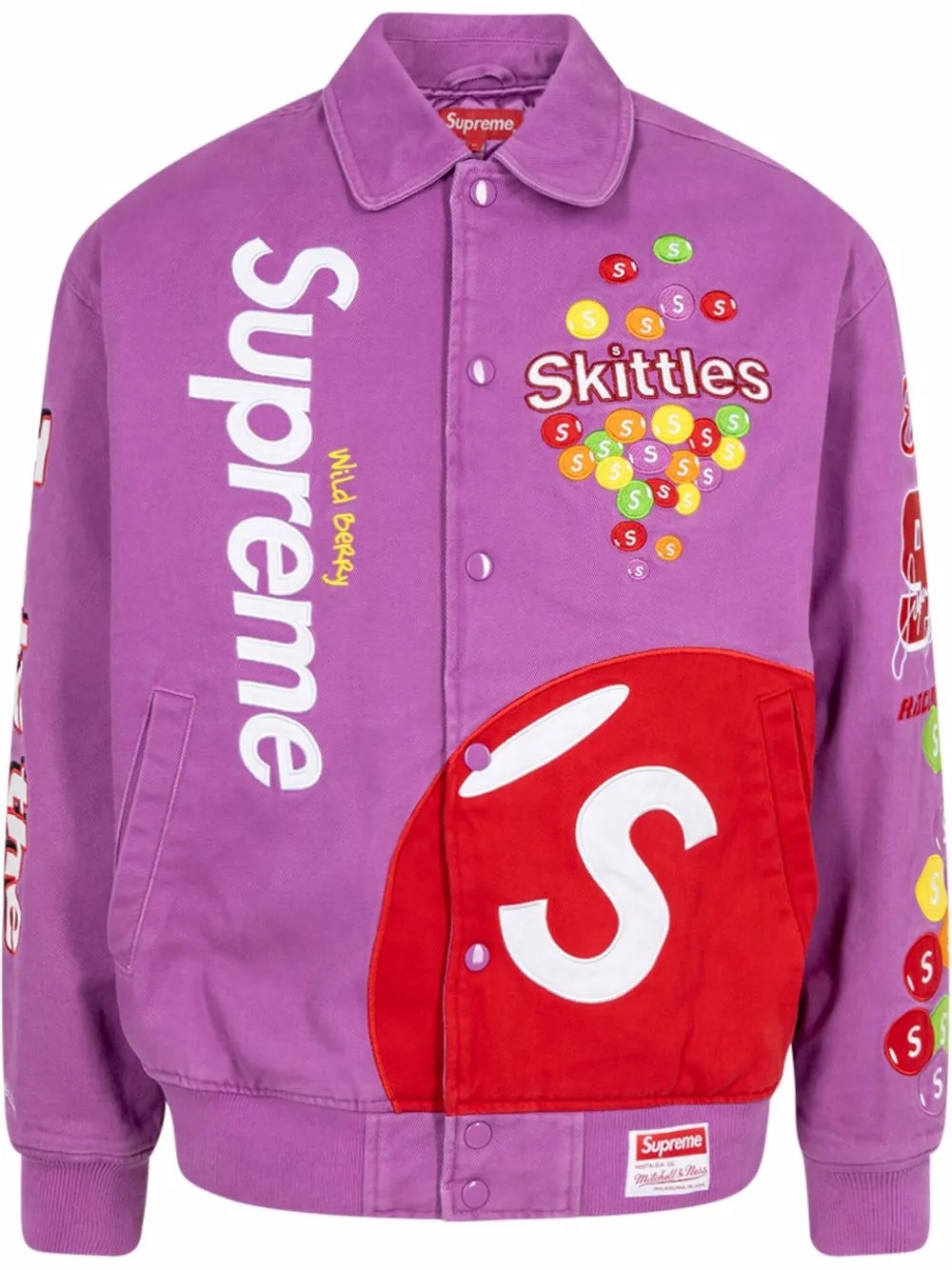 Supreme x Skittles x Mitchell & Ness Varsity Jacket - Farfetch