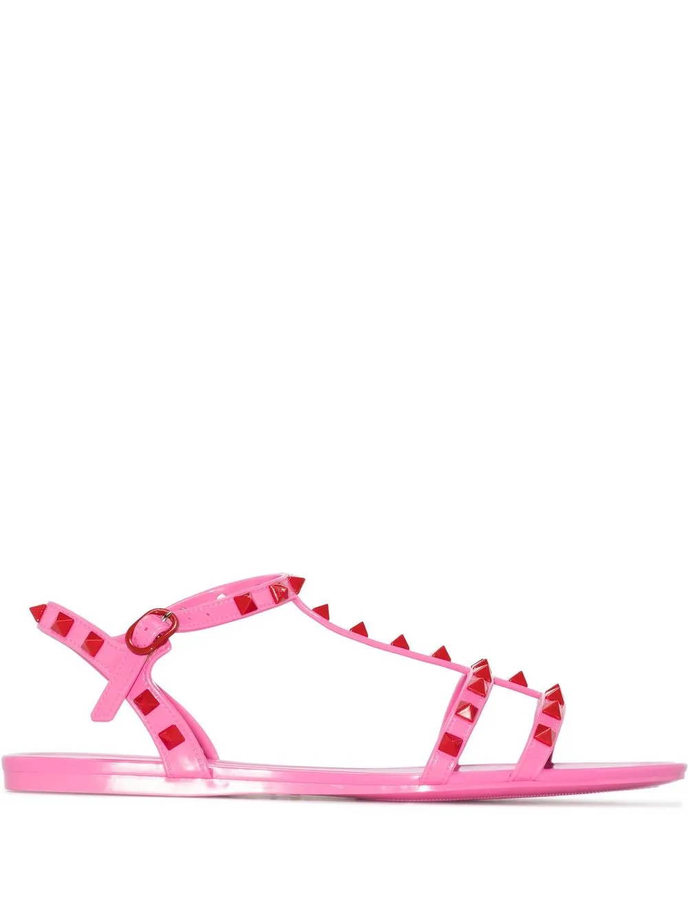 Valentino Rockstud-embellished Flat Sandals In Pink