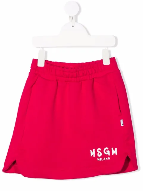 MSGM Kids logo-print midi skirt