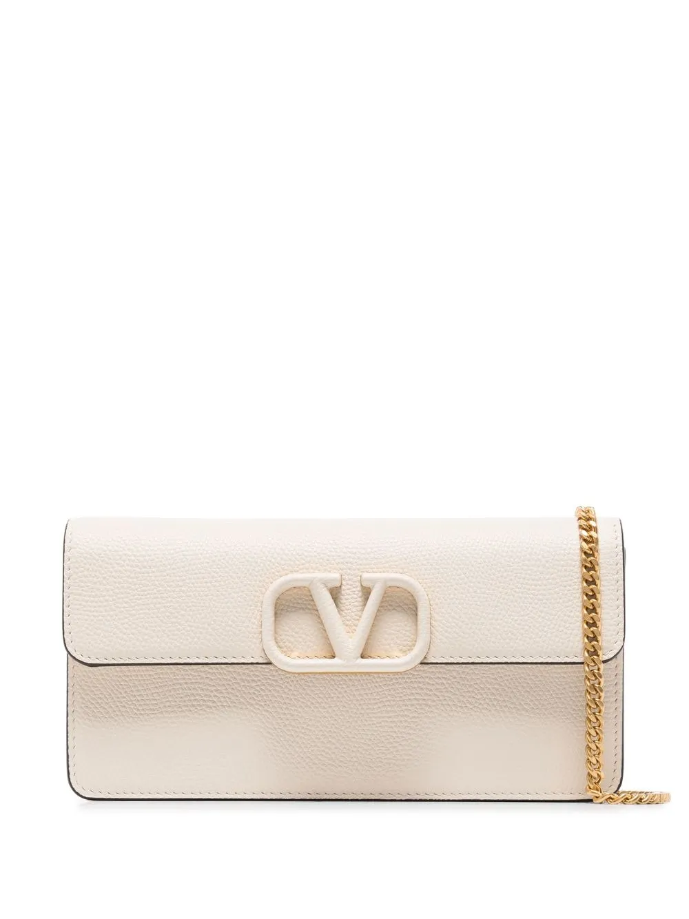 VLOGO SIGNATURE GRAINY CALFSKIN WALLET WITH CHAIN