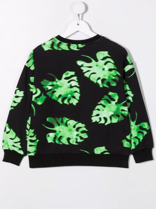 leaf-print cotton sweatshirt