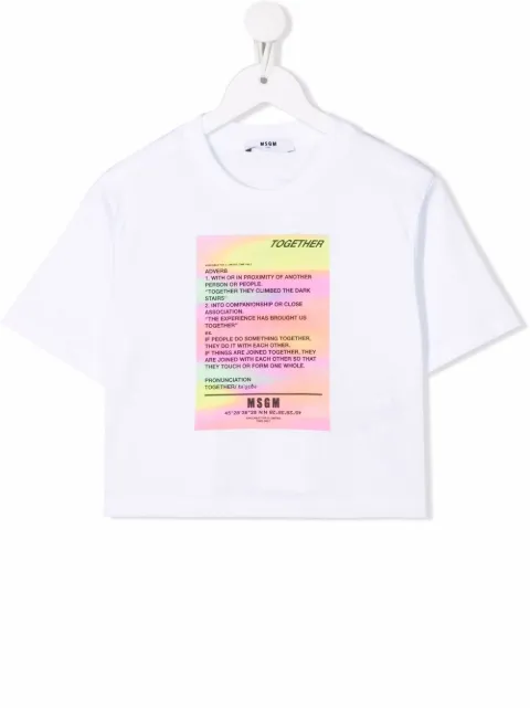 MSGM Kids t-shirt crop à imprimé graphique