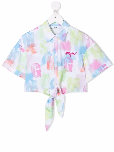 Msgm Kids قميص قصير بطبعة تجريدية