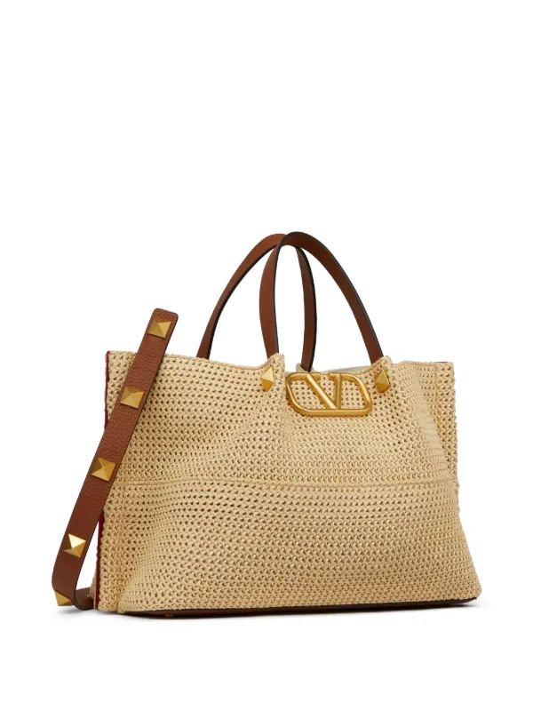 Valentino Garavani Medium Summer Straw Tote Bag | Neutrals | FARFETCH