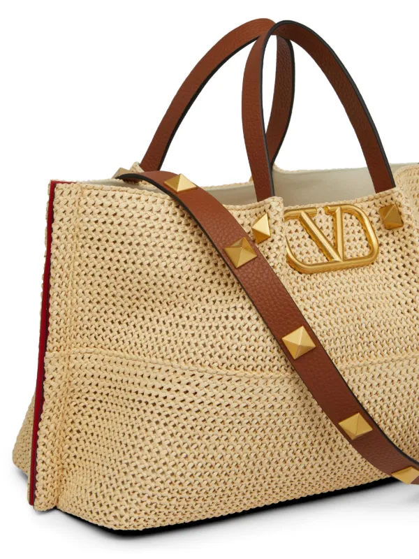 Valentino Garavani Summer ストローハンドバッグ M | ニュートラル