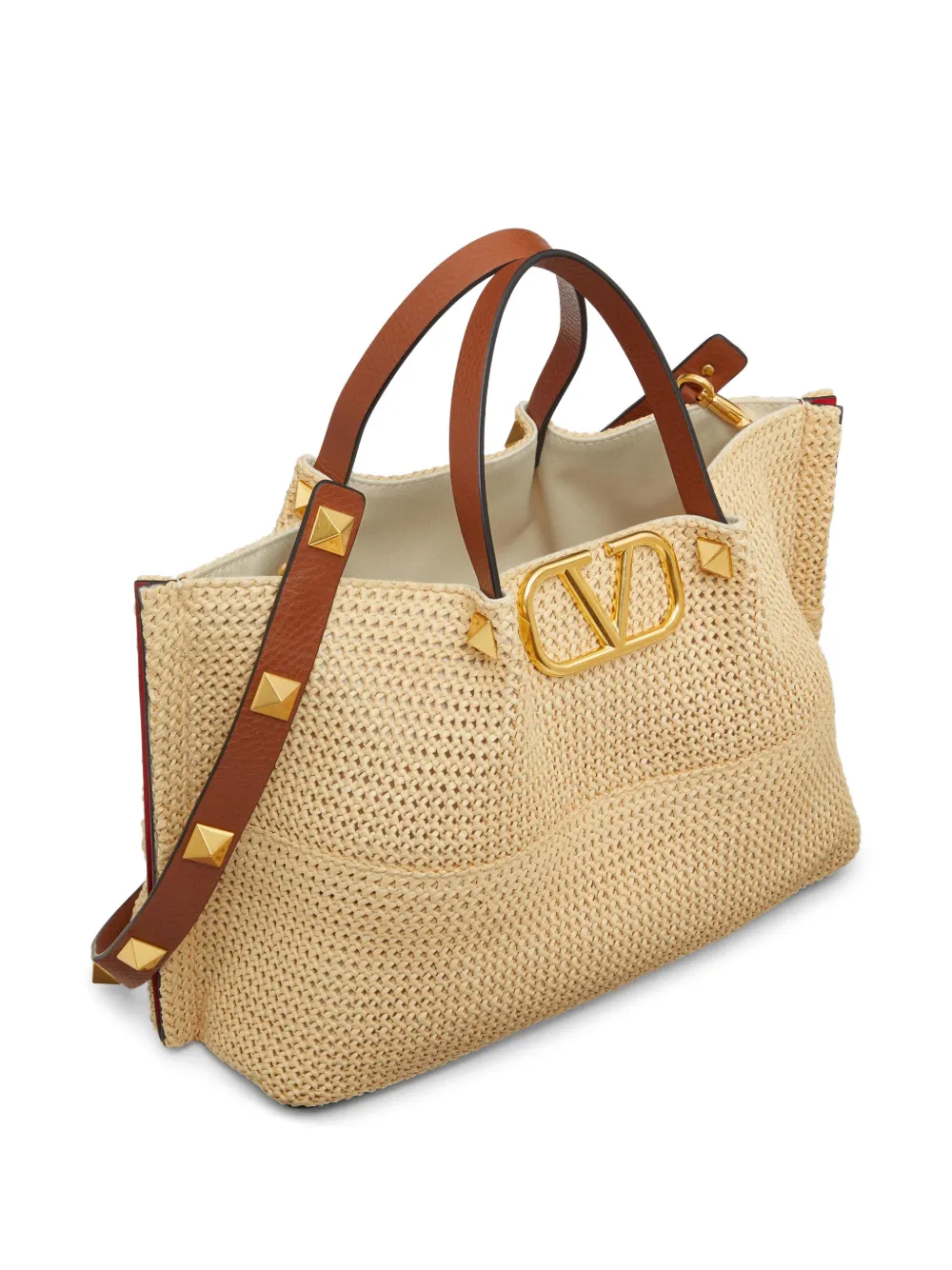 Valentino Garavani Summer ストローハンドバッグ M | ニュートラル