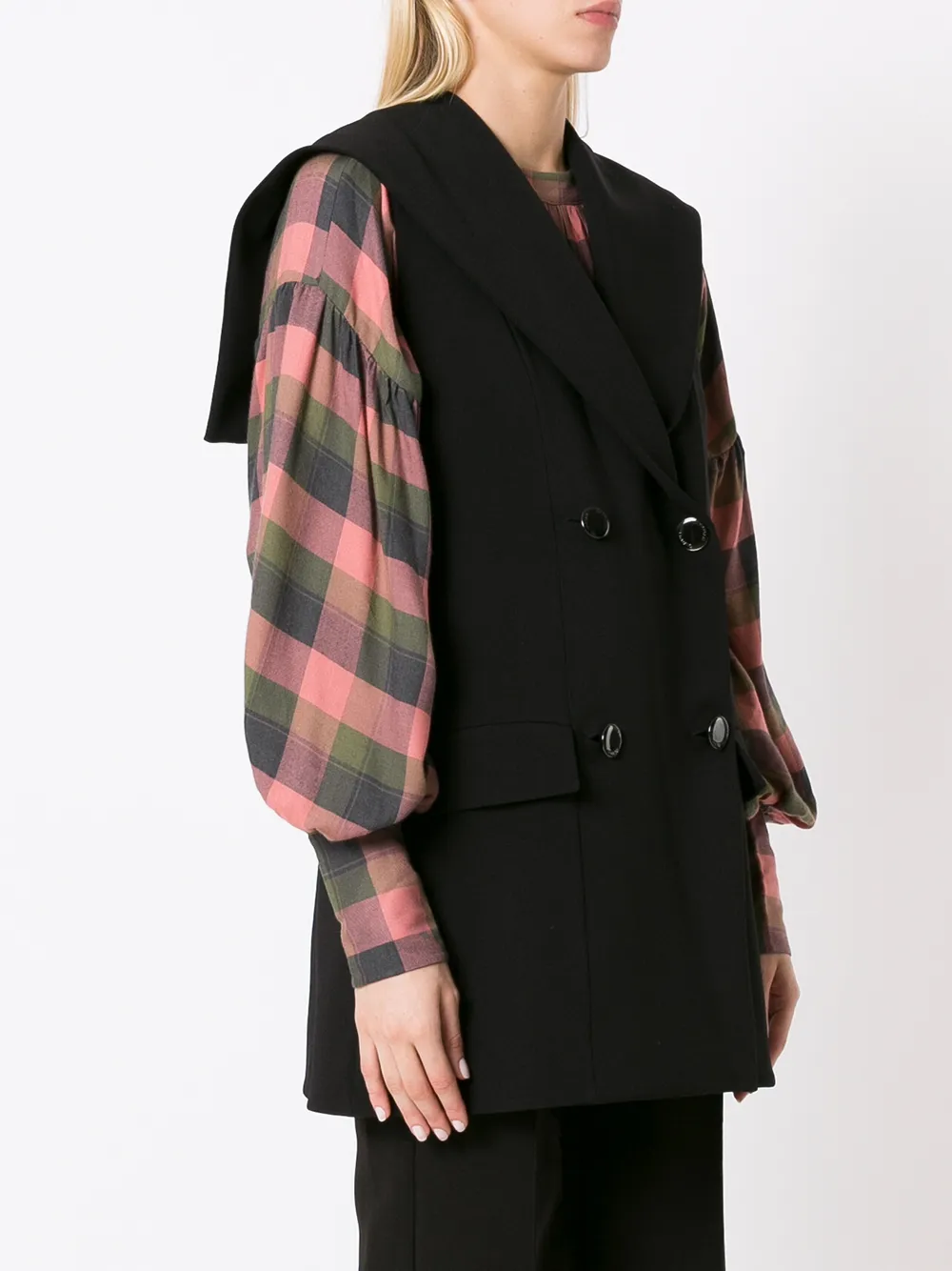  Olympiah Sleeveless Double-breasted Jacket - Black 