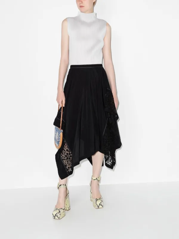 JW Anderson lace-insert Asymmetric Skirt | Black | FARFETCH