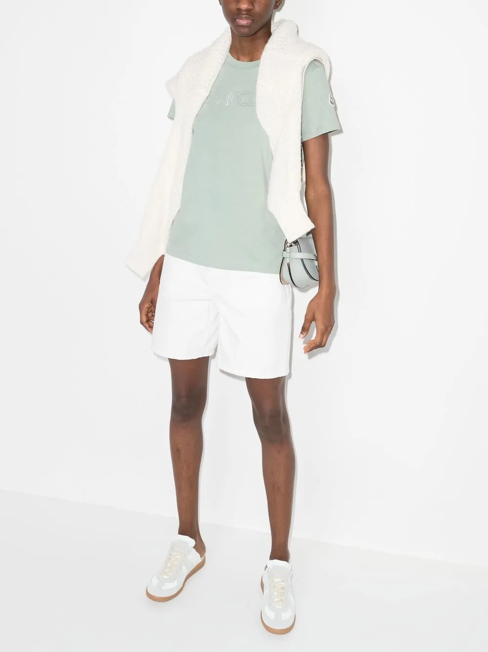Moncler T-shirt met logoprint - Groen