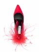 Styland feather-detail silk satin pumps
