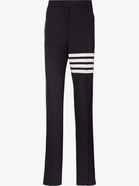 Thom Browne Calça lisa com listras 4-Bar e tira posterior