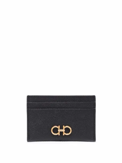 Ferragamo Gancini-logo grained leather cardholder