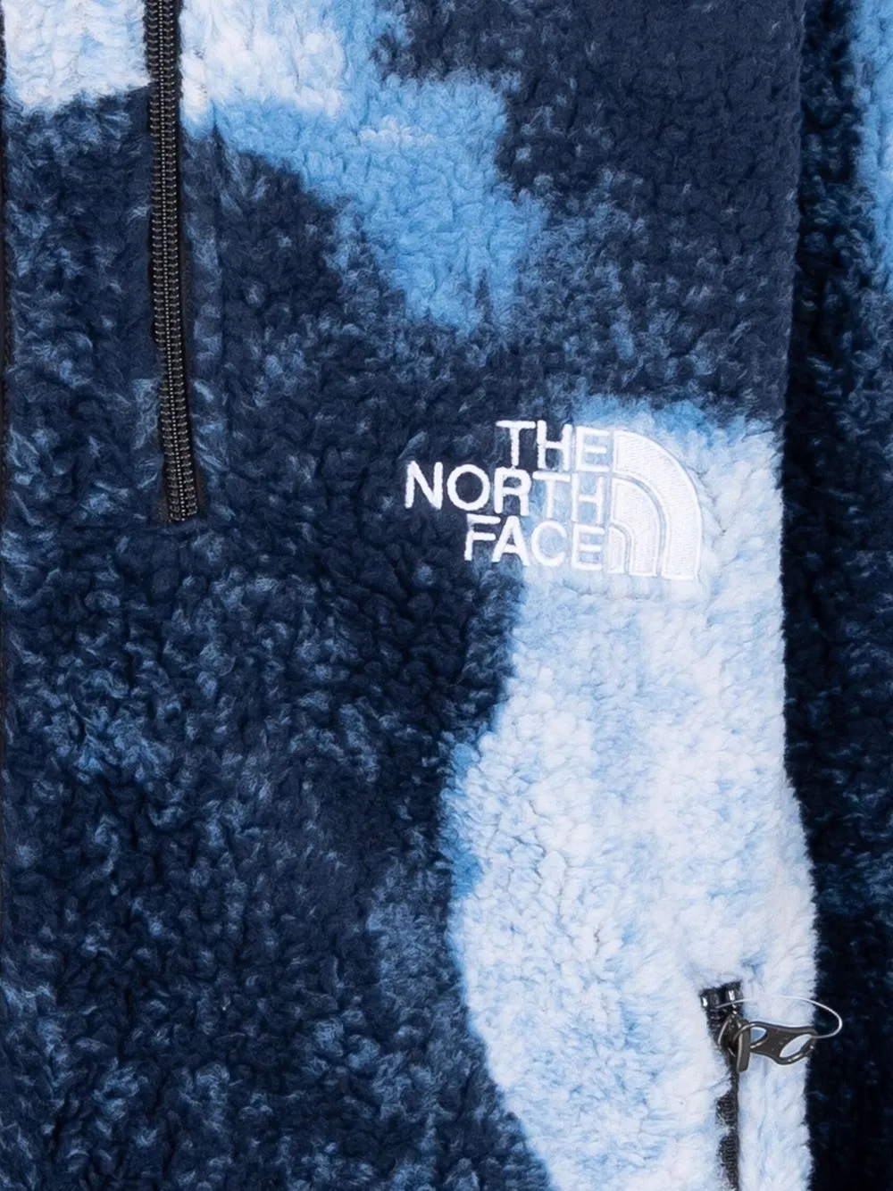 Supreme The North Face Bleached Denim Print Fleece Jacket Black