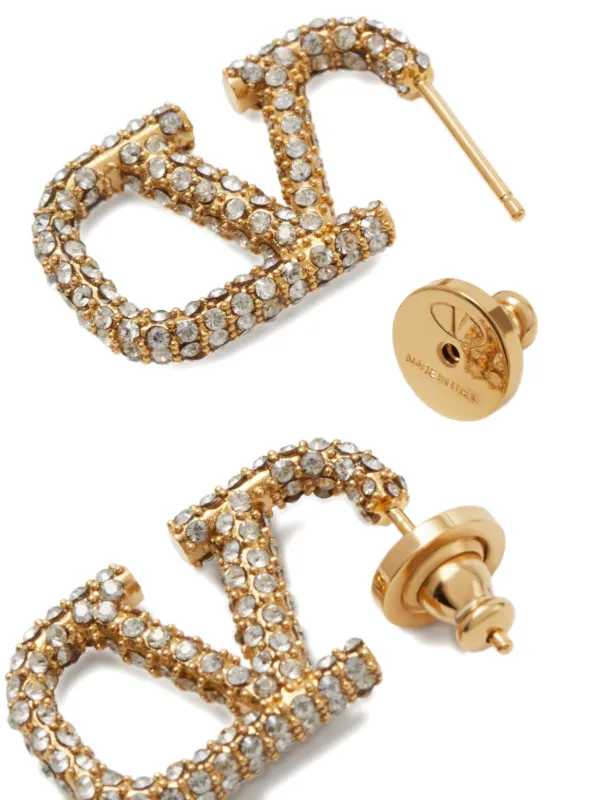 Valentino Garavani Vロゴ シグネチャー クリスタル ピアス | ゴールド