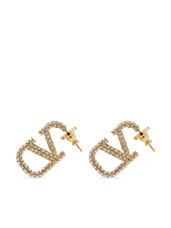 Valentino Garavani Vロゴ シグネチャー クリスタル ピアス | ゴールド
