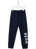 MSGM Kids logo-print tapered track pants - Blue