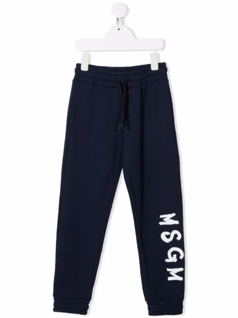MSGM Kids logo-print tapered track pants