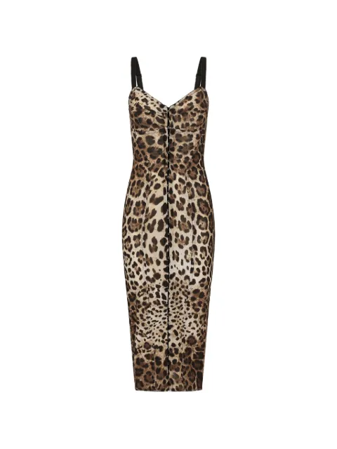 Dolce & Gabbana vestido midi con estampado de leopardo