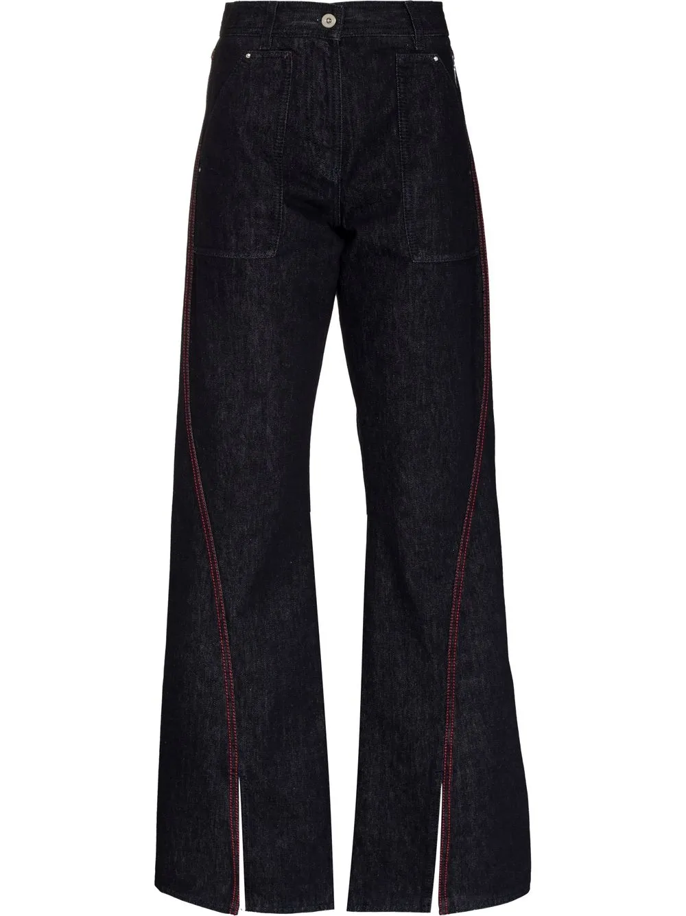 Ferragamo Front-slit Wide-leg Jeans In Blue