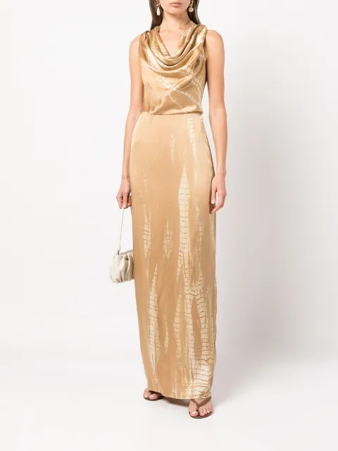 VOZ convertible silk maxi dress VD47TieDyeGold - 1
