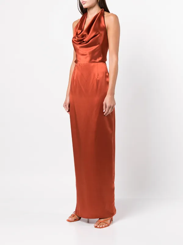 Voz Convertible Halterneck Silk Dress - Red