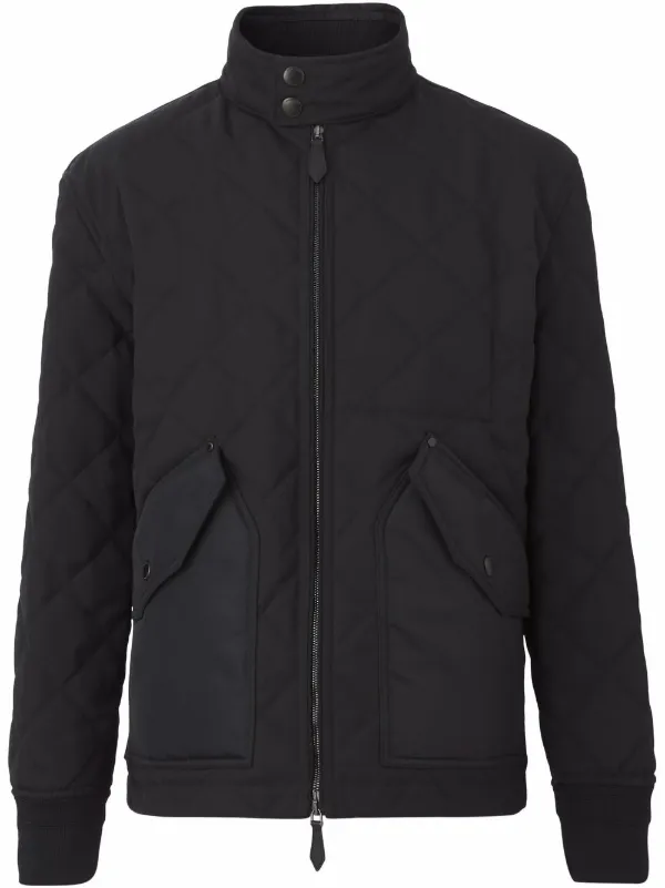 Burberry Men's Black Diamond Quilted Jacket L Burberry