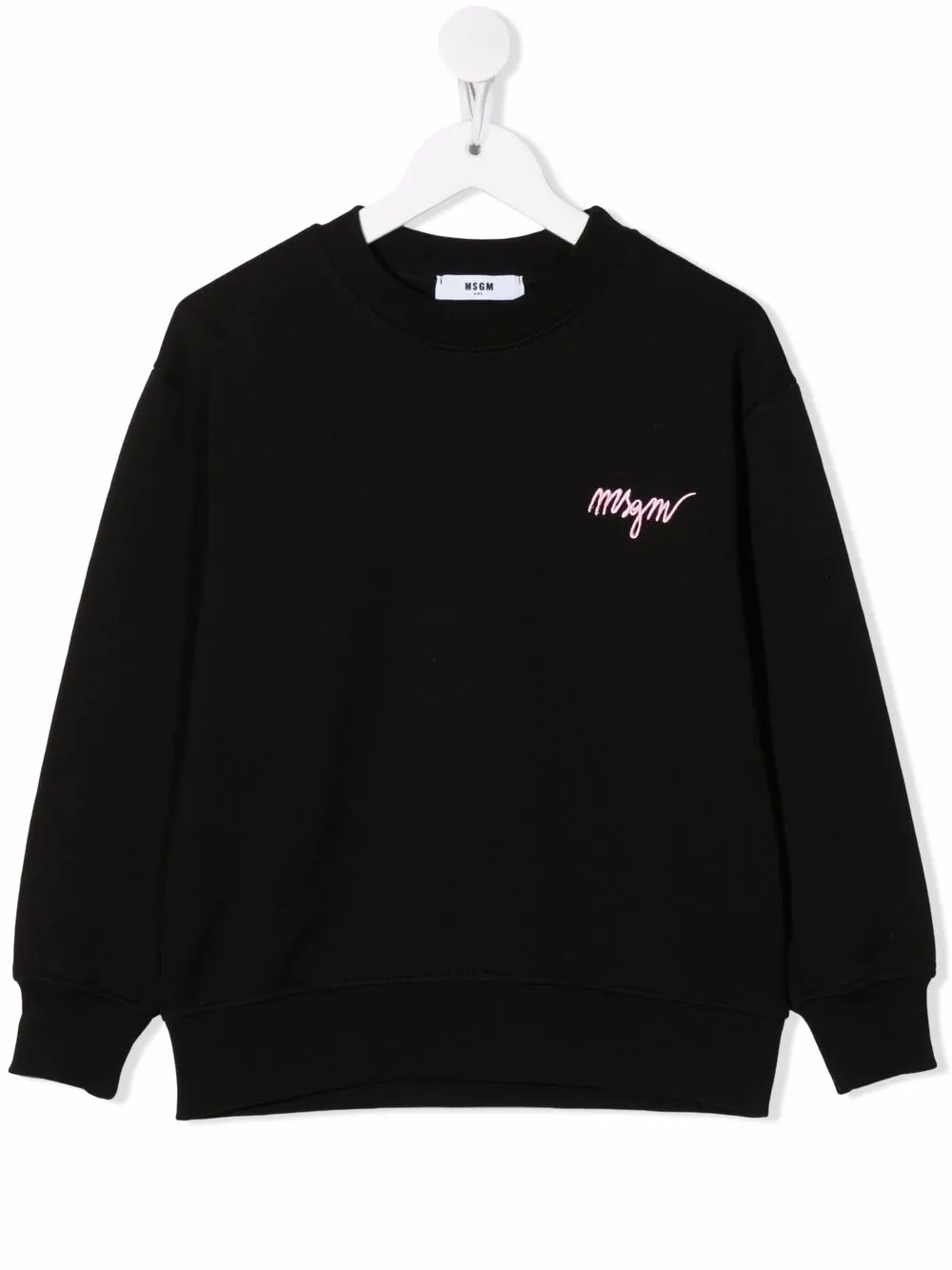 

MSGM Kids sudadera con cuello redondo y logo bordado - Negro