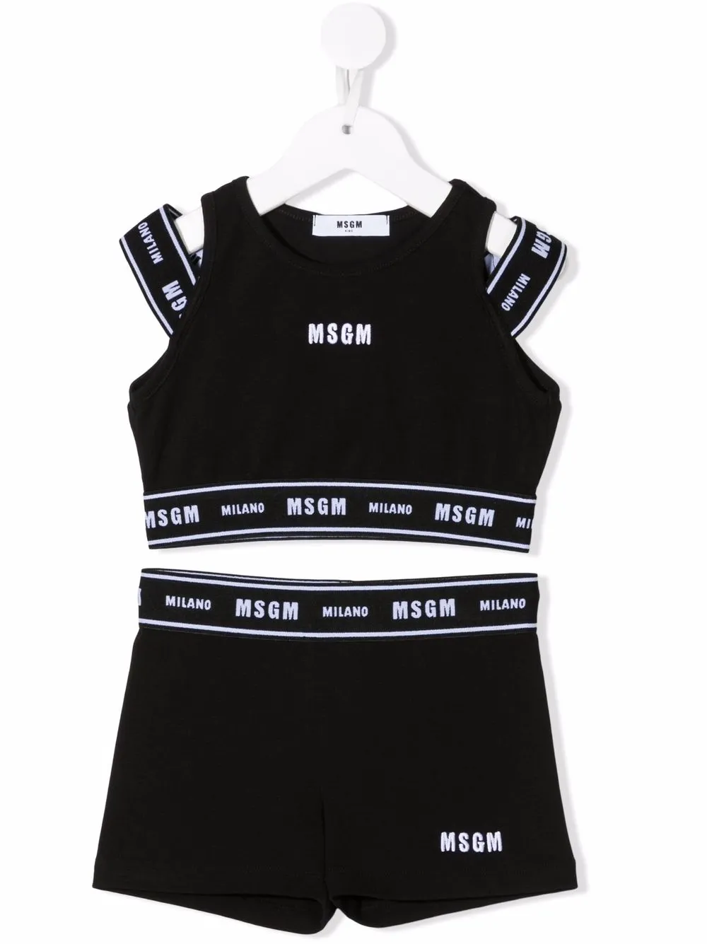 

MSGM Kids shorts deportivos con logo estampado - Negro