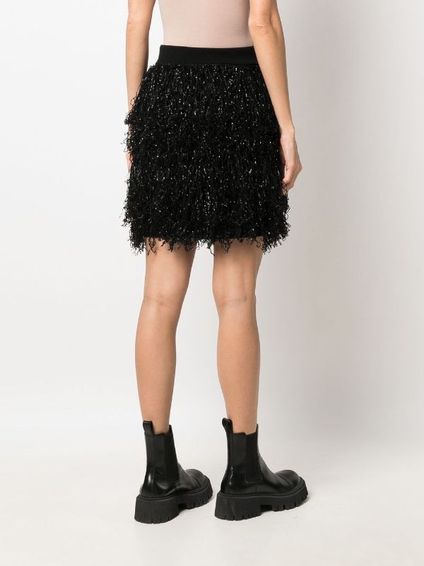 Black layered hotsell fringe skirt