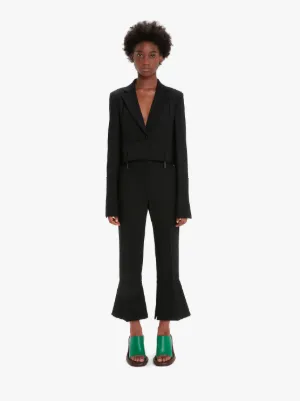 CROPPED SLIM FLARE TROUSERS in black 