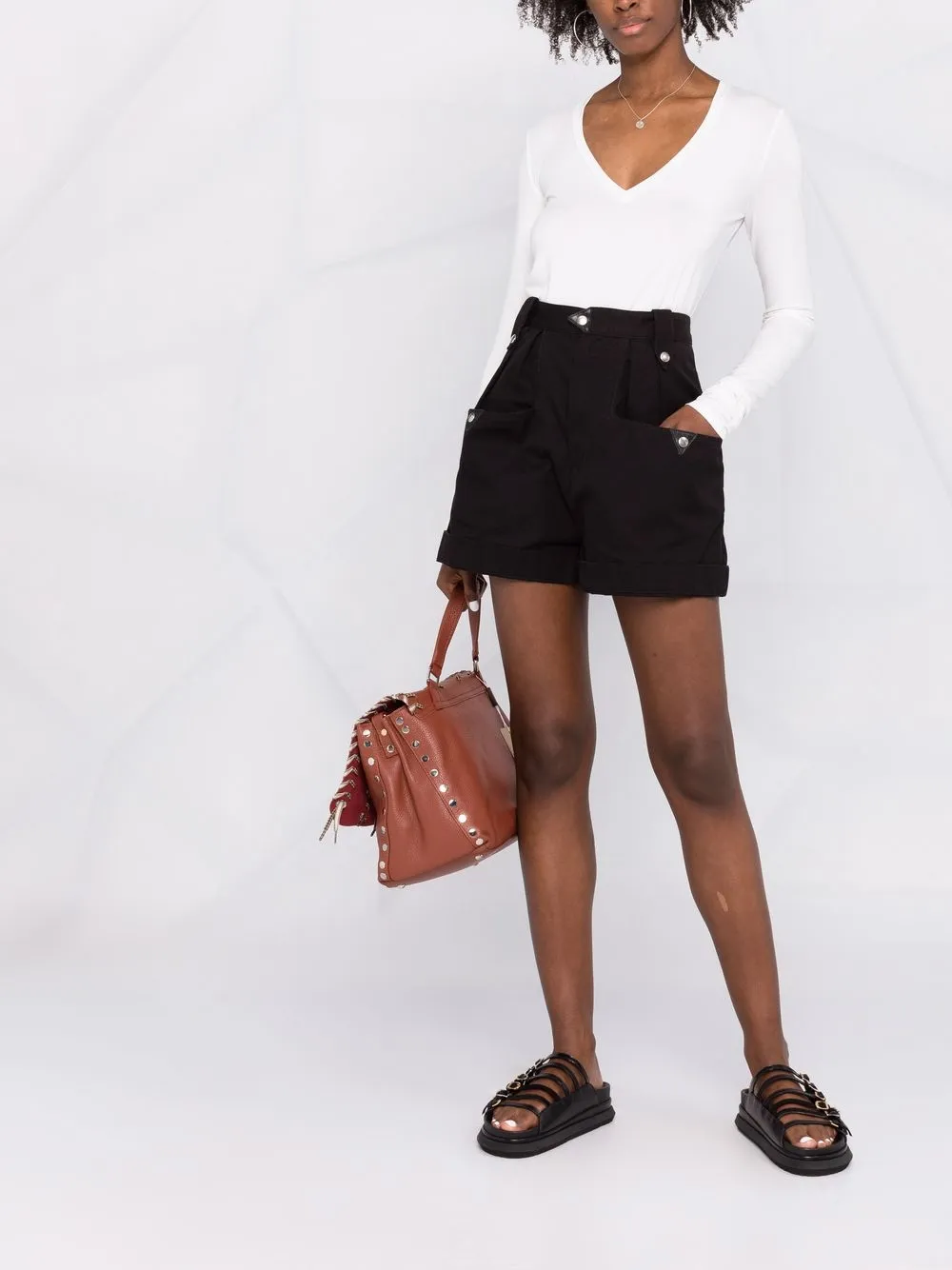 фото Patrizia pepe футболка с v-образным вырезом и длинными рукавами