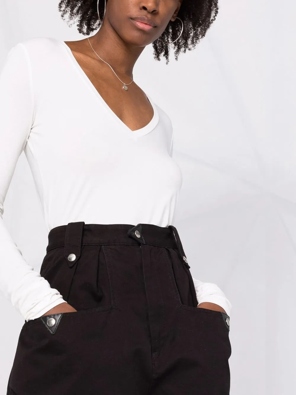 фото Patrizia pepe футболка с v-образным вырезом и длинными рукавами