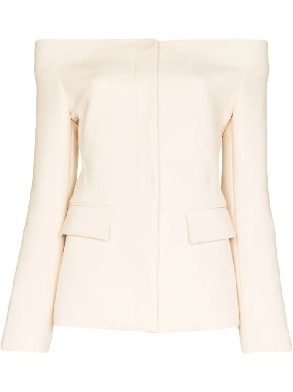 

Ferragamo off-shoulder concealed-front blazer - Neutrals