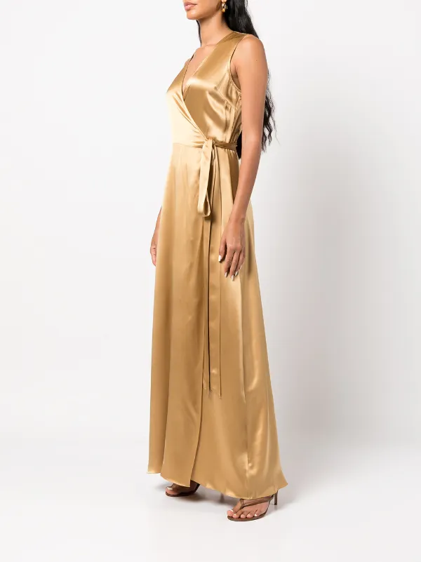 VOZ Silk Maxi Wrap Dress | Gold | FARFETCH VOZ Silk Maxi Wrap Dress | Gold | FARFETCH