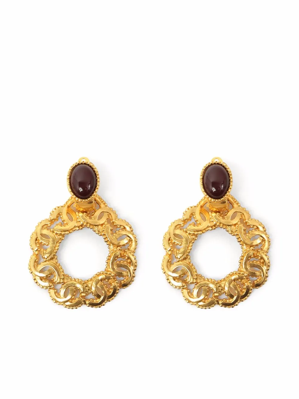 

Chanel Pre-Owned aretes de clip con logo CC 1996 - Dorado