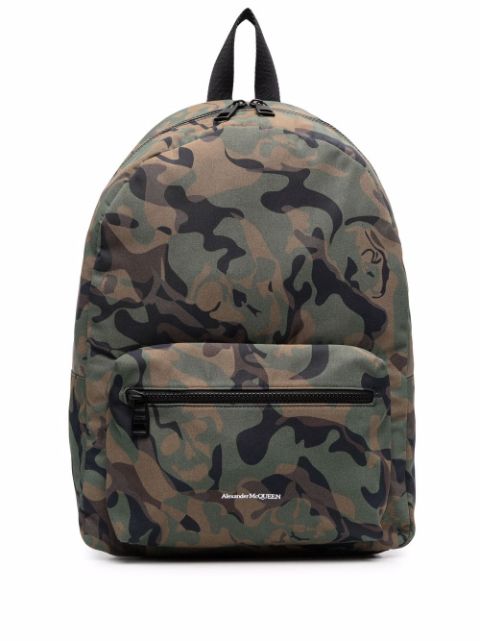 Alexander McQueen logo-print camouflage backpack Men