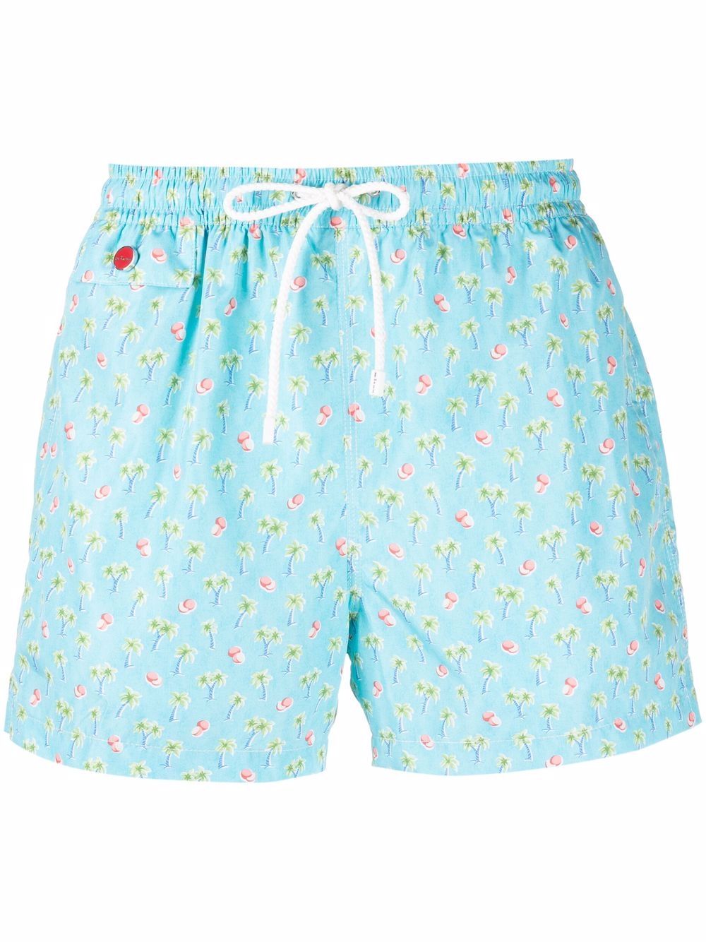 

Kiton shorts de playa con palmeras estampadas - Azul