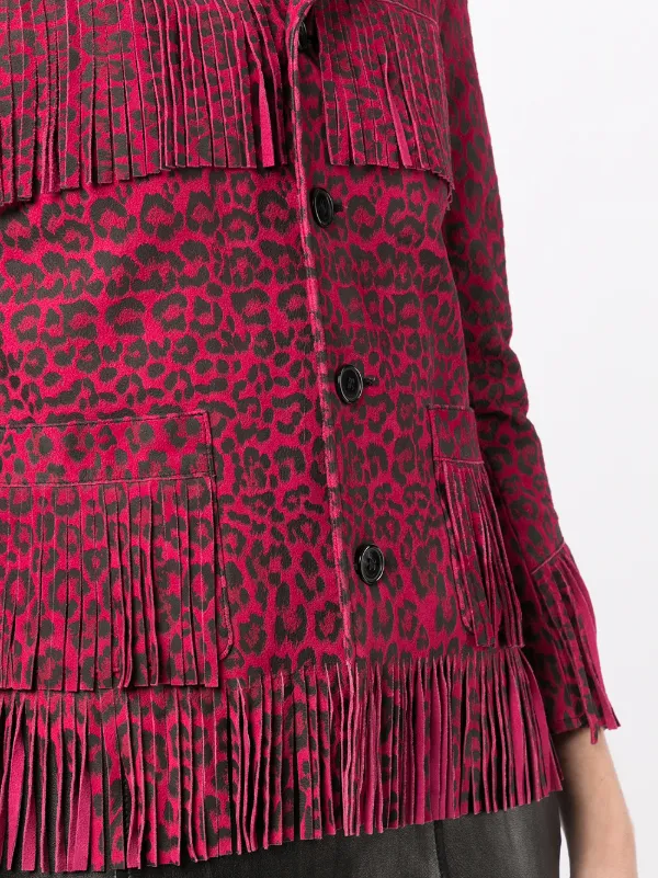 Saint Laurent Pre-Owned 2010 leopard-print Fringed Jacket