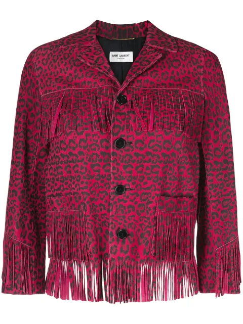 Saint Laurent Pre-Owned 2010 leopard-print fringed jacket