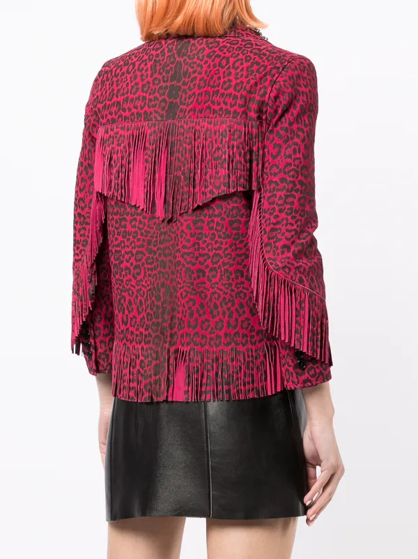 Saint Laurent Pre-Owned 2010 leopard-print Fringed Jacket